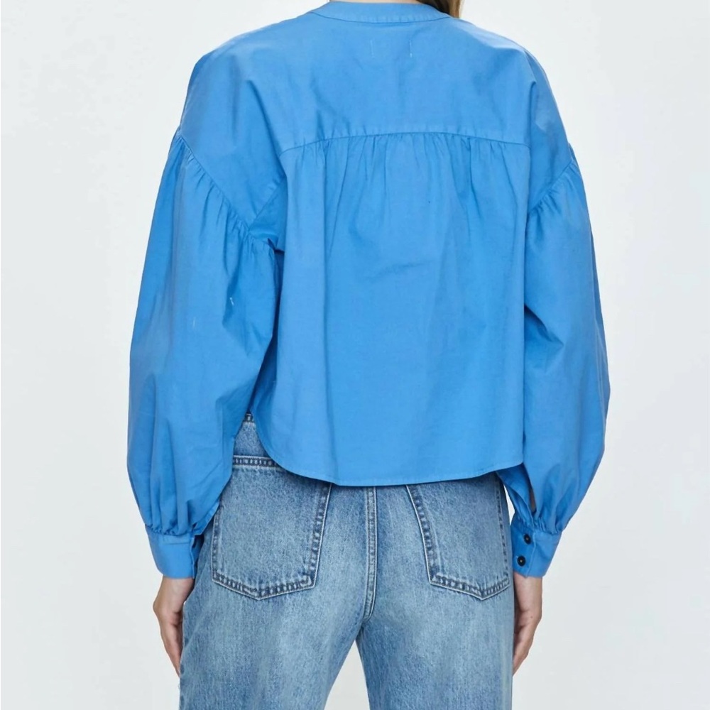 Pistola Women’s Lou Top Blue Puff Long Sleeve Cropped Top Size Small - Picture 13 of 14